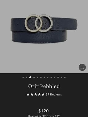 Otir Pebbled Navy Double-Ring Leather Belt